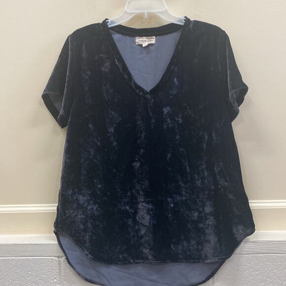 Cloth & Stone women’s size medium, short sleeve velvet black top - Picture 1 of 4